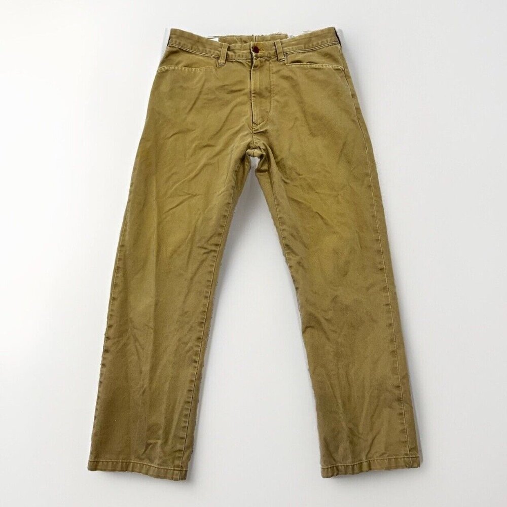 LINCS DC Khaki Pants Mens 32x29 Selvedge Tan Straight Leg Mid-Rise